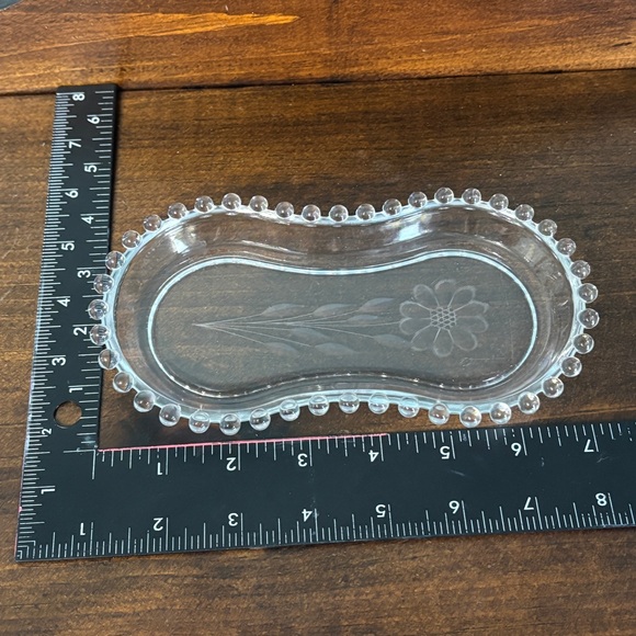 Vintage Cornflower Cut Candlewick Glass Tray - Picture 10 of 12